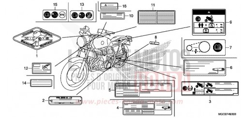 ETIQUETTE DE PRECAUTIONS CB1100SAE de 2014